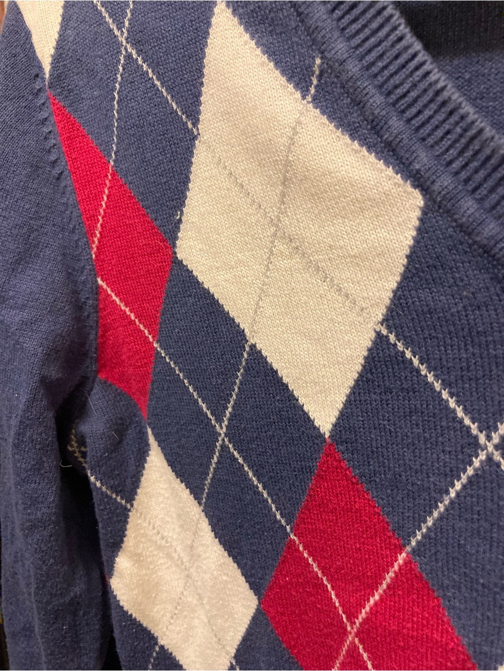 TOMMY HILFIGER V-Neck Argyle Sweater - Size Small - Picture 3 of 6